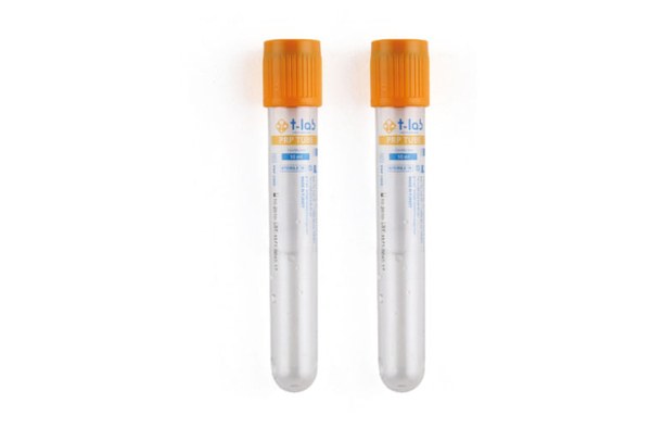 Two T-Lab 10 ml PRP tubes with anticoagulant